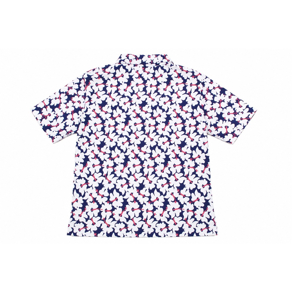 Bugatchi Polo Shirt Mens XL White Blue Pink Floral Hibiscus Mercerized Cotton EC - Picture 2 of 2